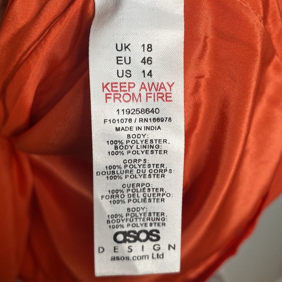 Asos Design Women's Orange Floral Beaded Sequined Mini Dress Layered size 14 - Picture 7 of 10